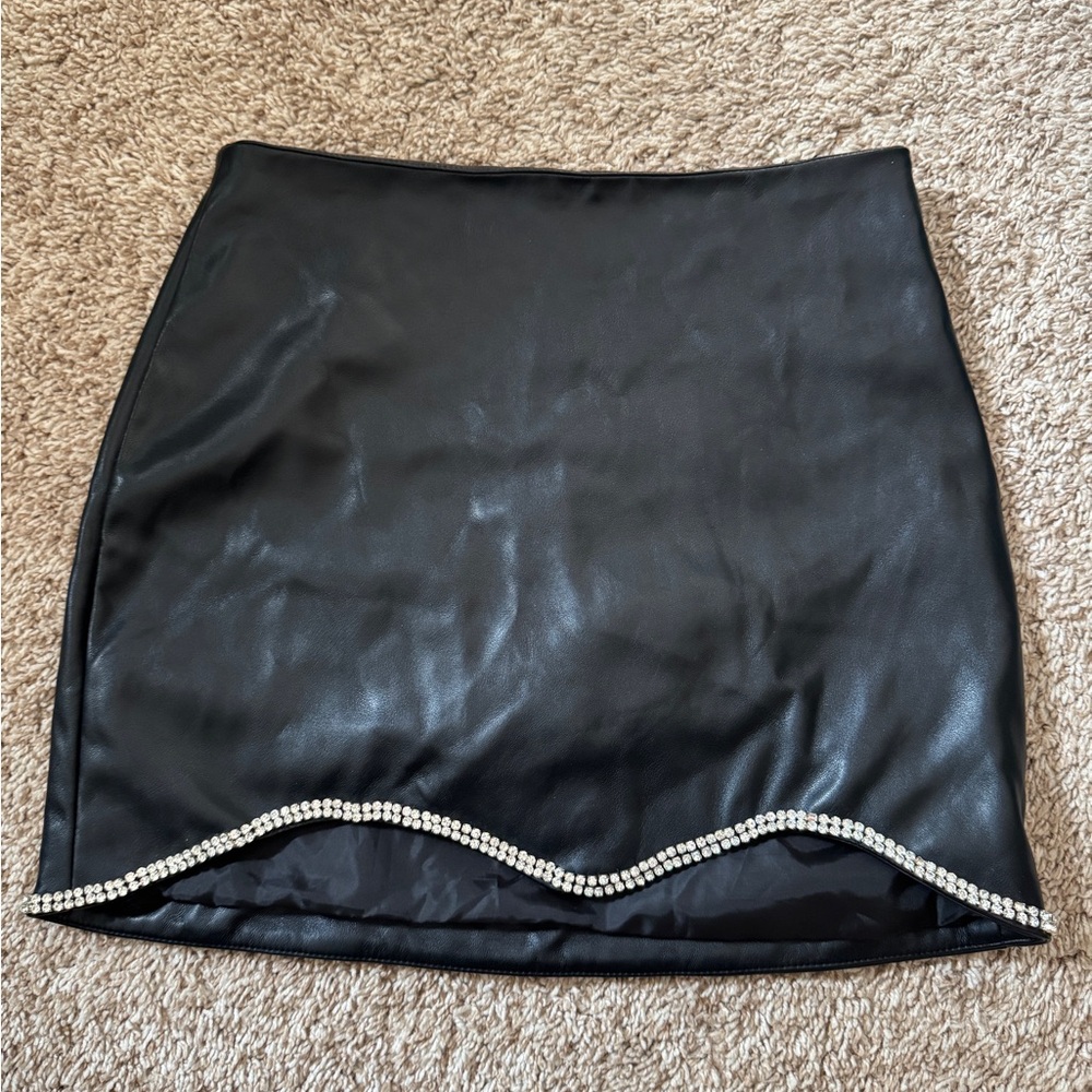 Forever 21 Black Pencil Skirt with Rhinestone Detail